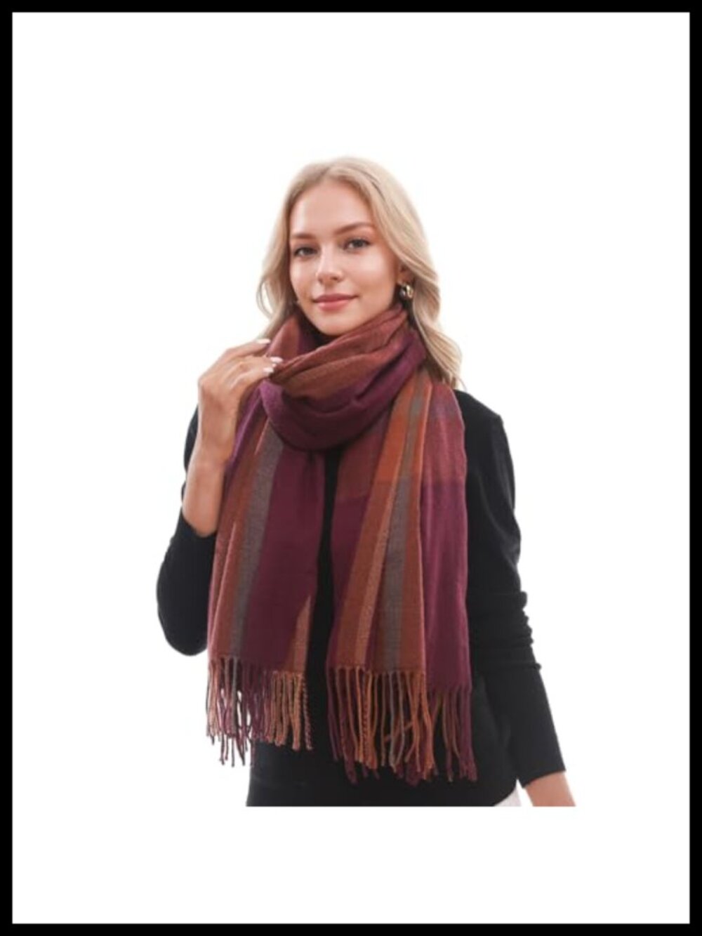 Plaid Scarf Women's Oversized Pashmina 70% Polyester 30% Viscose Wrap